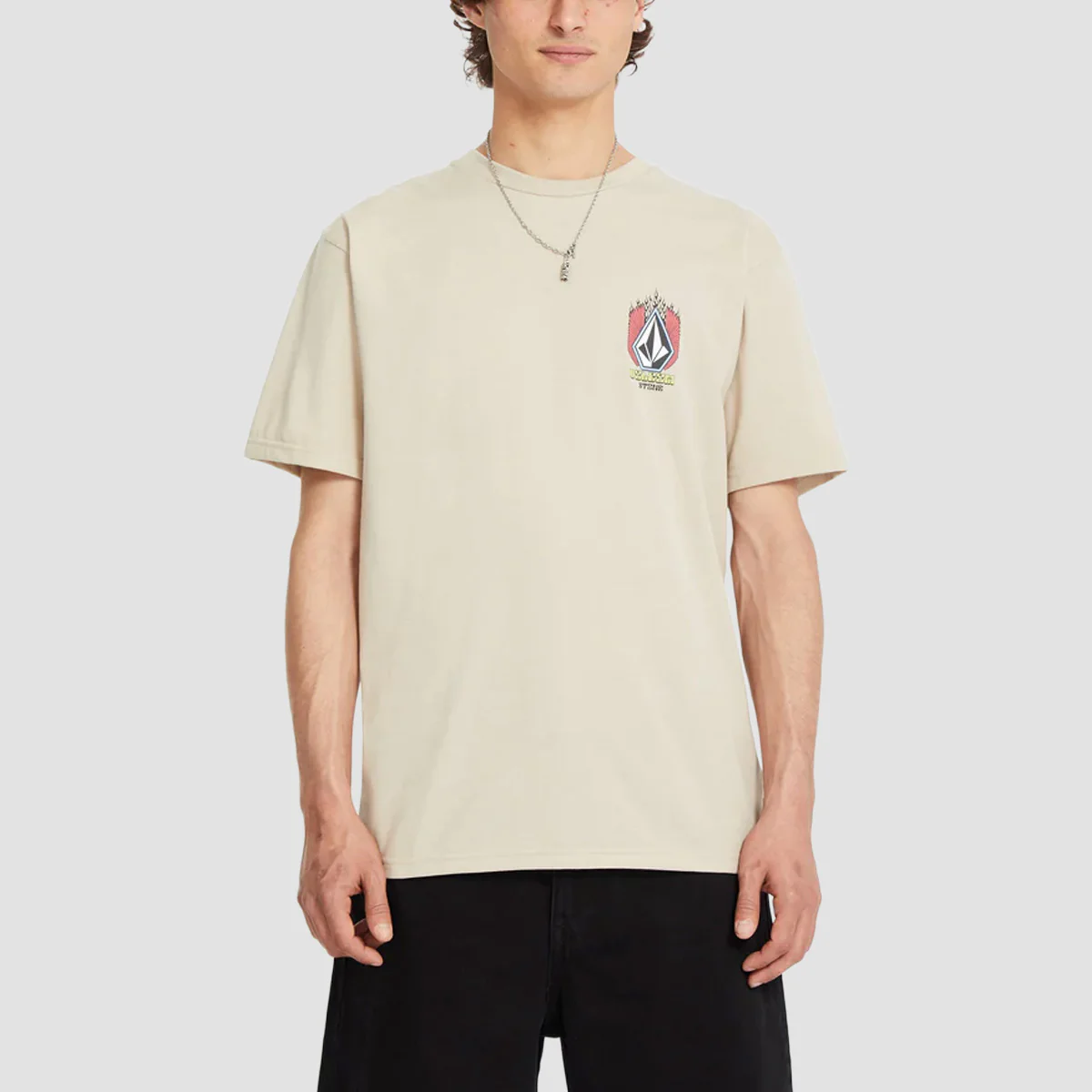 Volcom Draggin Stone Hth T-Shirt Light Khaki - Image 2