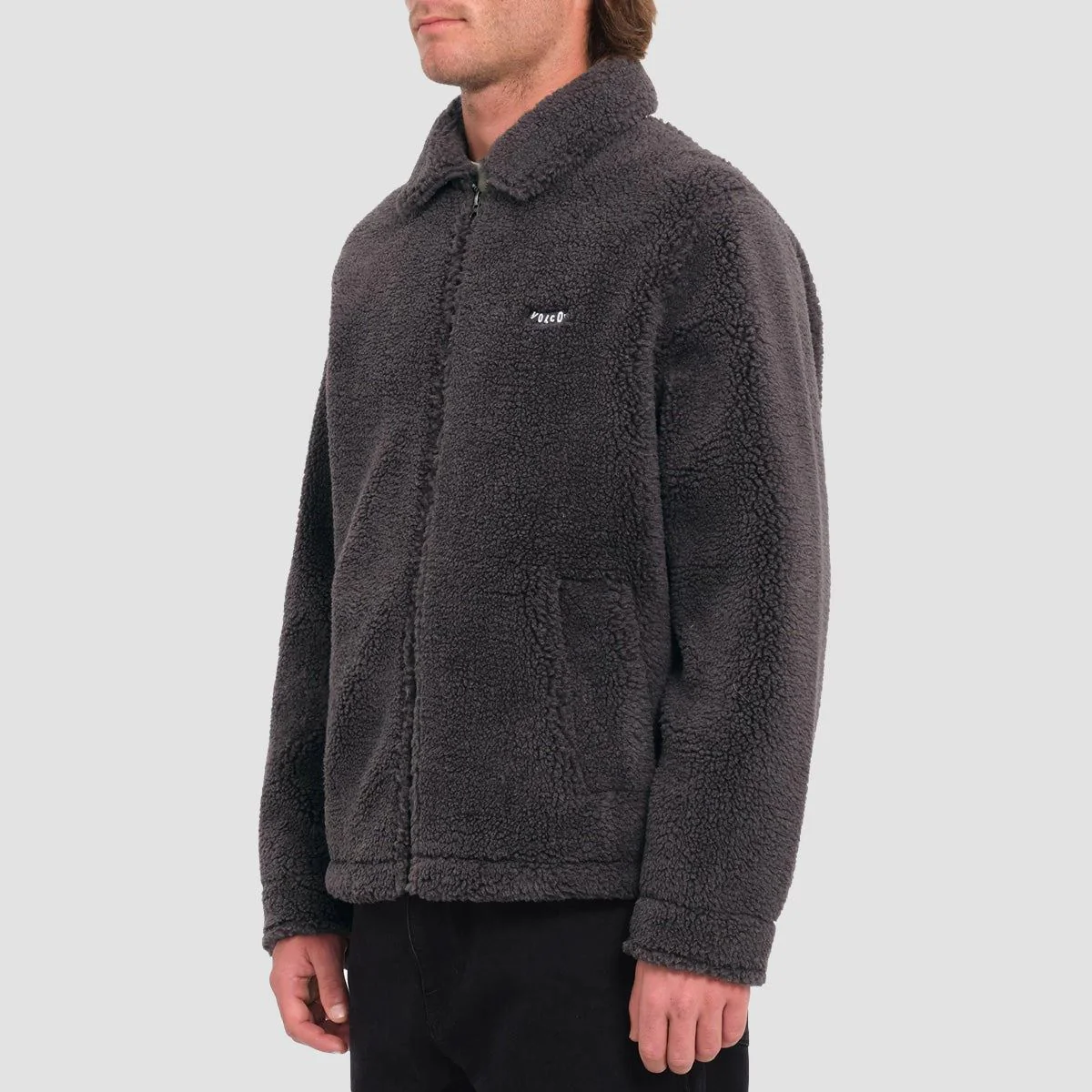 Volcom Edwart II Sherpa Zip Fleece Asphalt Black - Image 2
