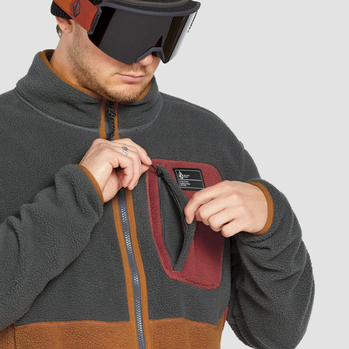 Volcom Fleecer Full Zip Fleece Jacket Charcoal - Image 3