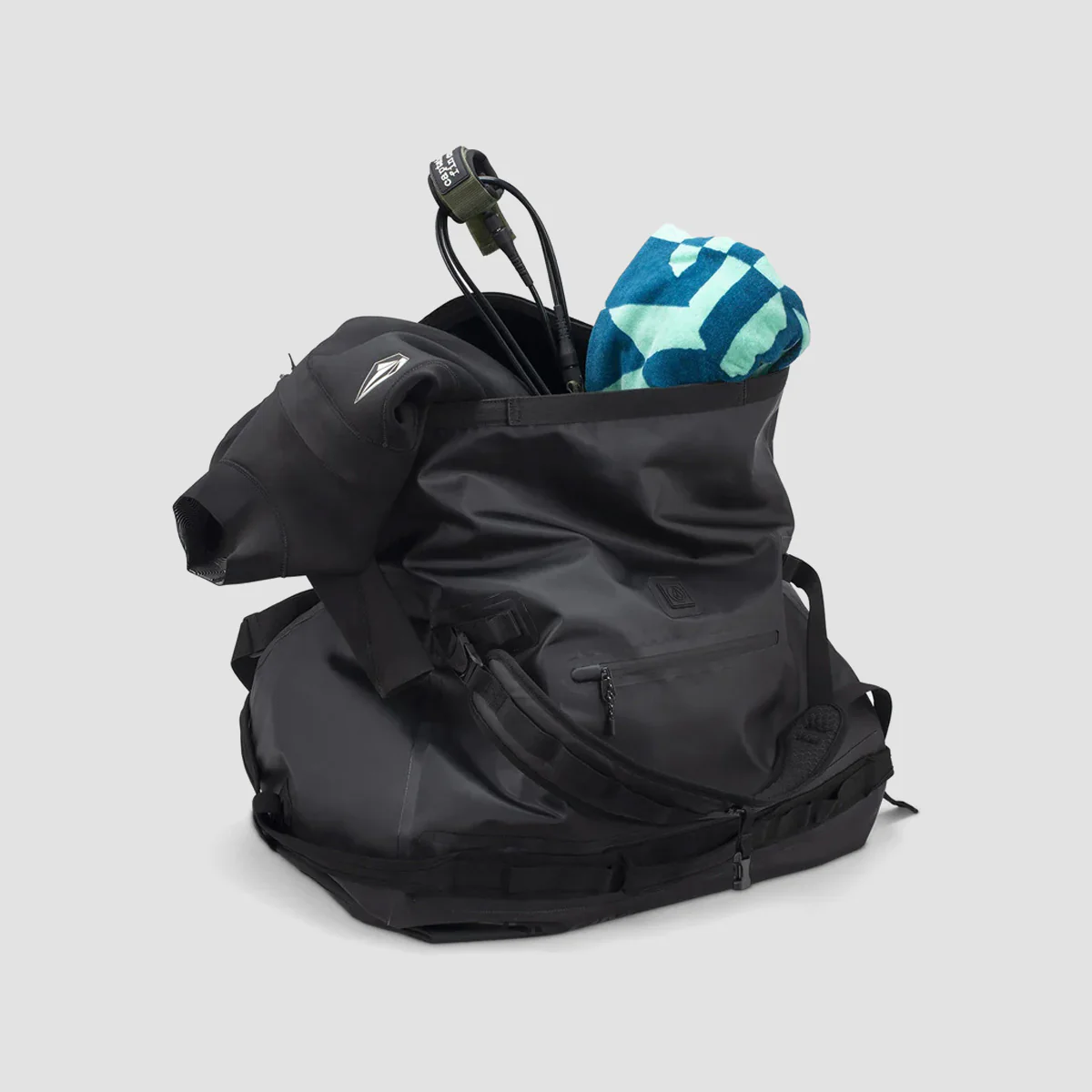Volcom Frequency 68.7L Roll-Top Duffel Bag Black - Image 3