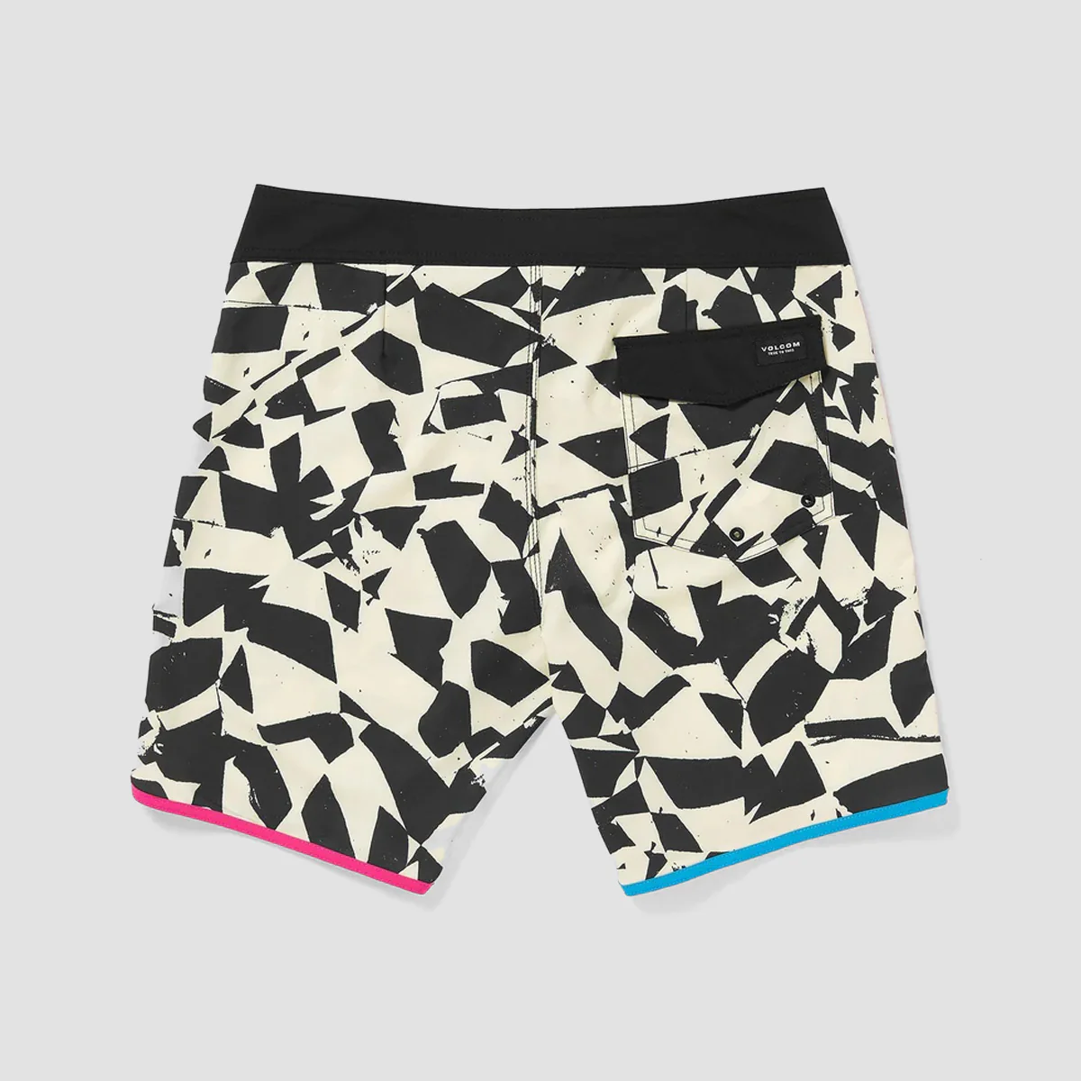 Volcom Lido Print Scallop Mod-Tech 19" Boardshorts Black White - Image 2