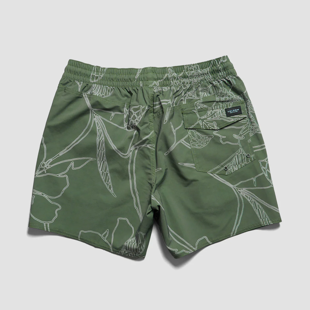 Volcom Lido Print Trunks 16" Boardshorts Light Olive - Image 2