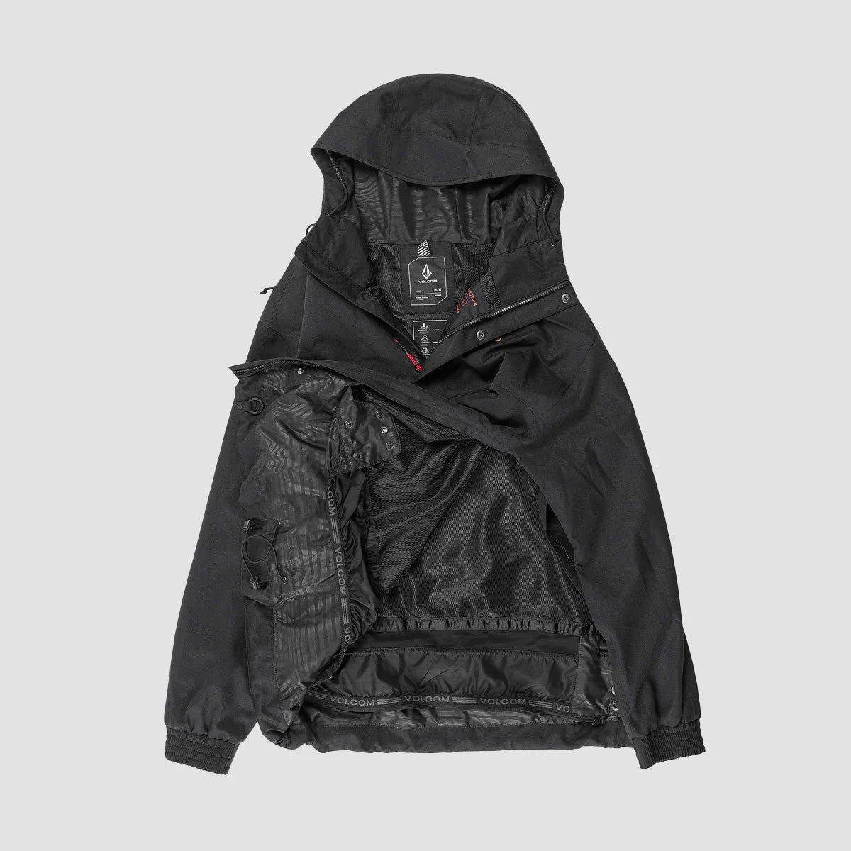 Volcom Longo 20K Pullover Snow Jacket Black - Image 2