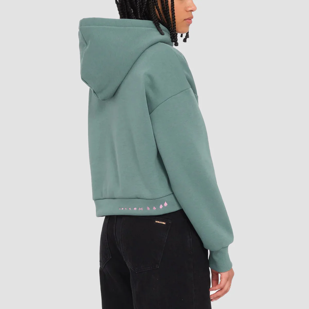 Volcom Longo Cropped Pullover Hoodie Sea Green - Womens - Image 2