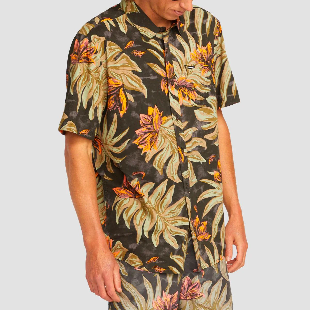 Volcom Marble Floral Short Sleeve Shirt Rinsed Black - Image 2