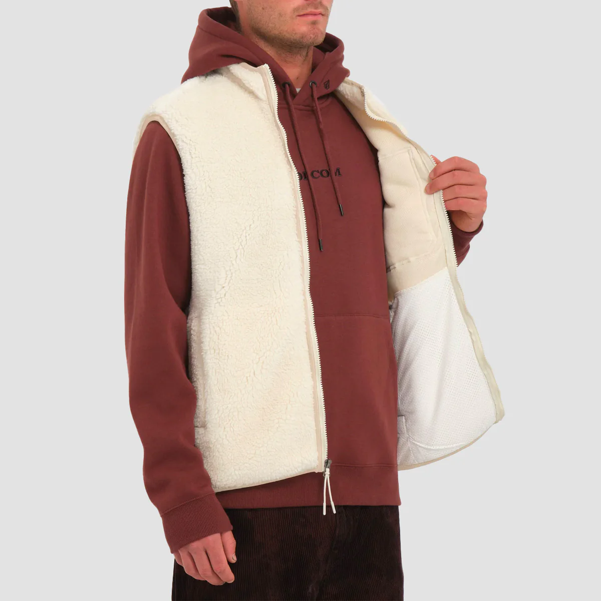 Volcom Muzzer Fuzzar Earth Tripper Vest Dirty White - Image 3