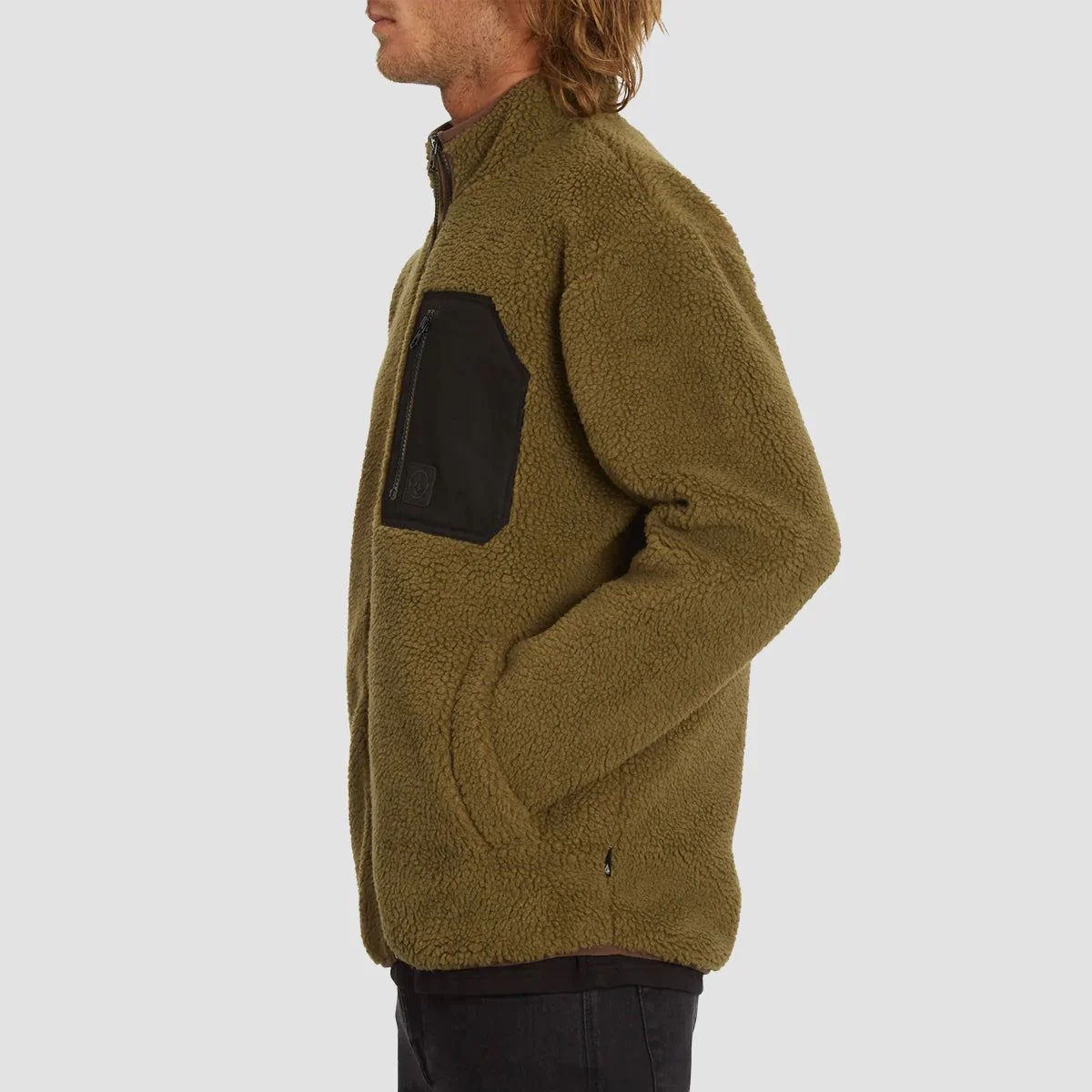 Volcom Muzzer Fuzzar Zip Sweatshirt Service Green - Image 3