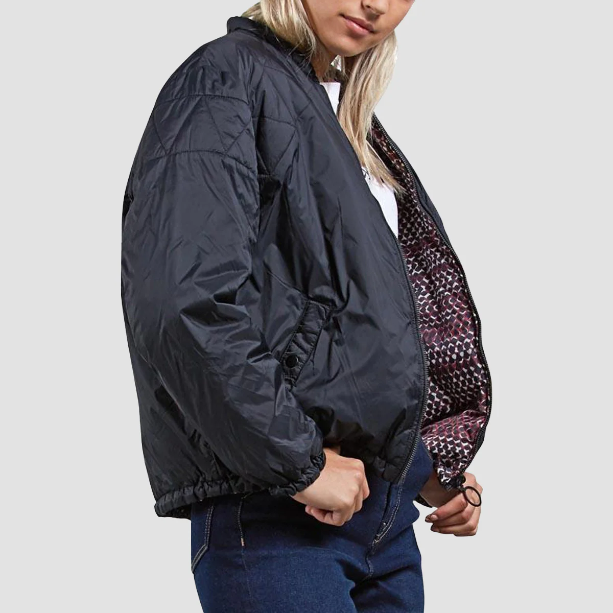 Volcom Play The Fool Puffa Jacket Black - Womens - Image 4