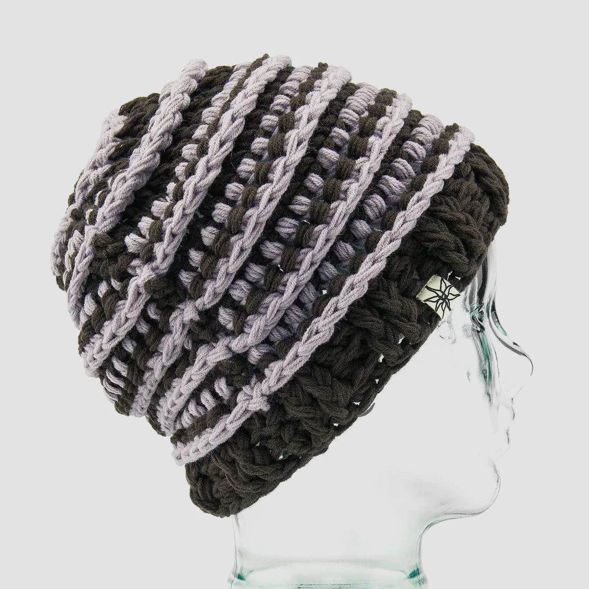 Volcom Rav Crochet Knit Beanie Brown - Image 2