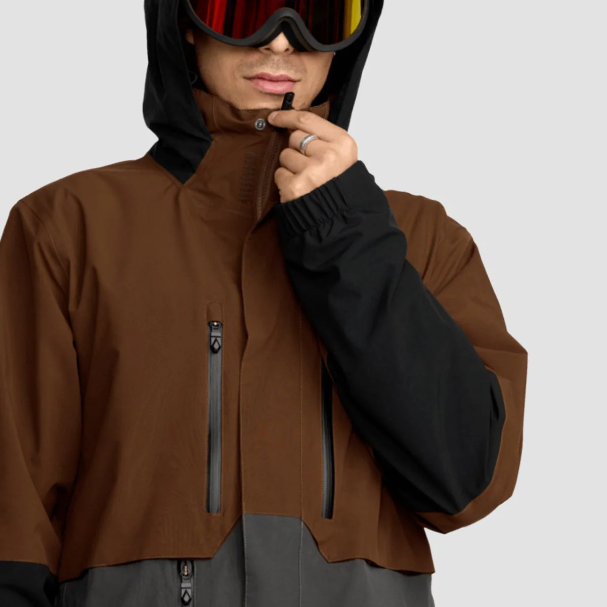 Volcom RNGE Stretch 30K Snow Jacket Brown - Image 3