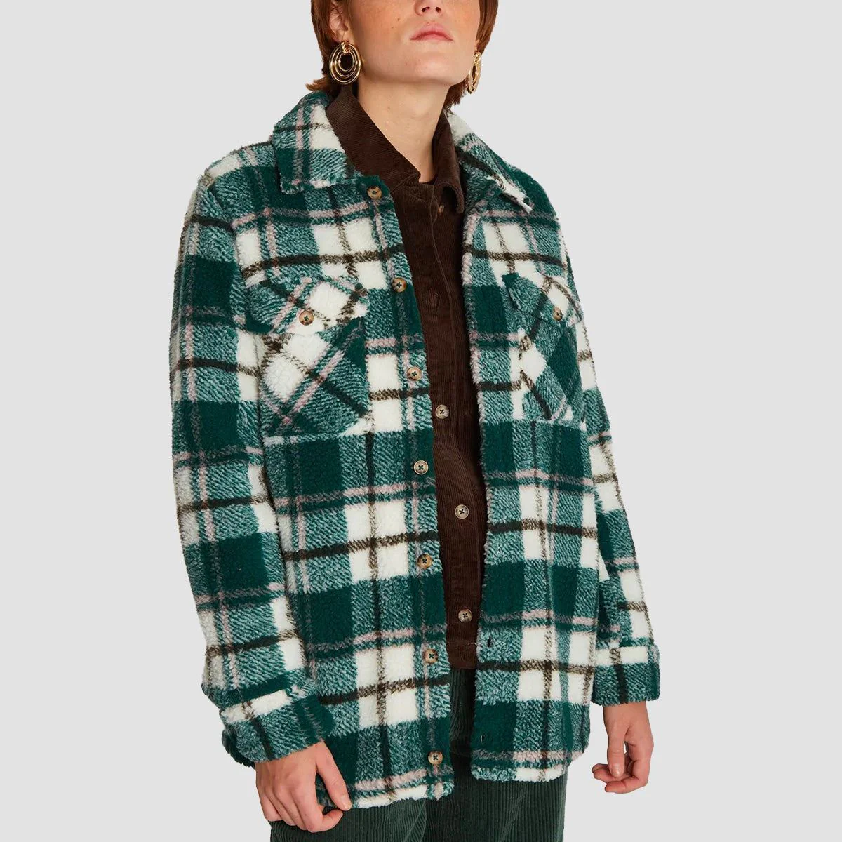 Volcom Silent Dizzorder Sherpa Jacket Dark Pine - Womens - Image 3