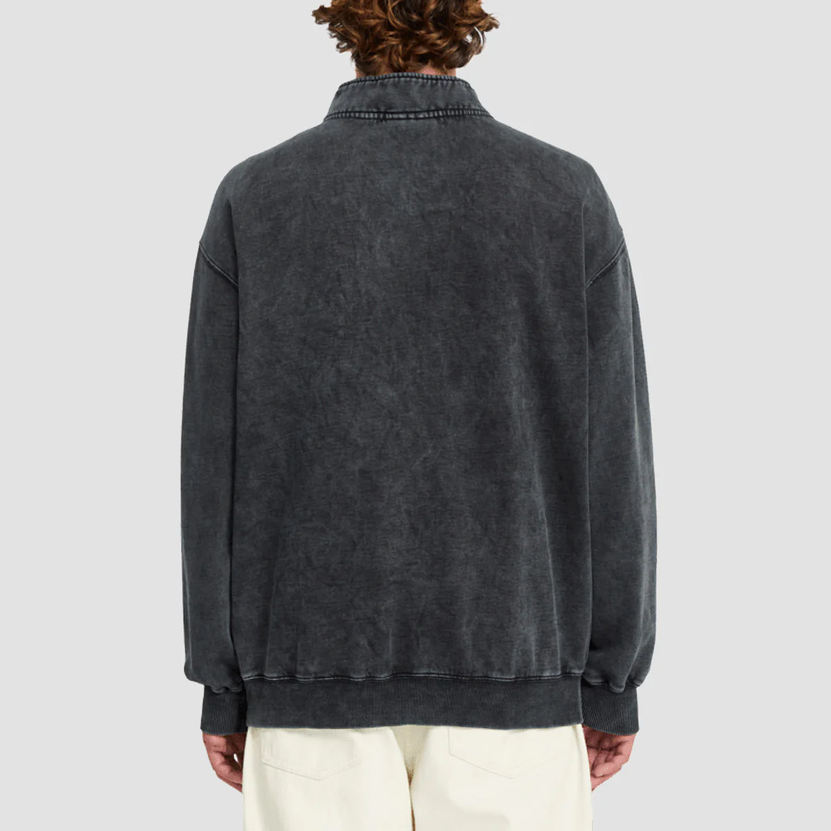 Volcom Single Stone Quarter Zip Sweatshirt Light Acid Black - Image 3