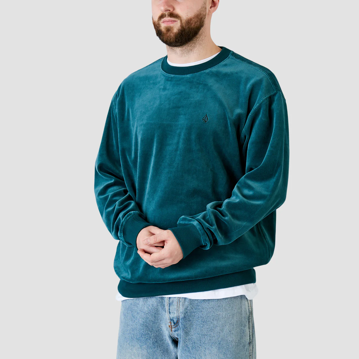 Volcom Single Stone Velvet Sweatshirt Evergreen - Image 2