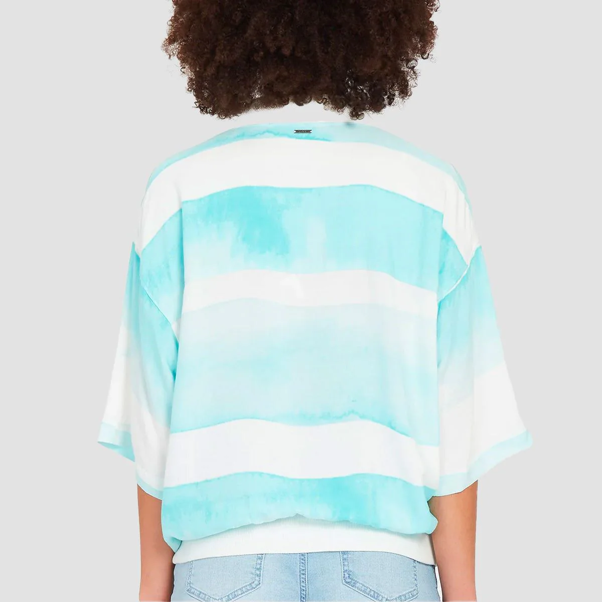 Volcom Stay Stripes Woven Short Sleeve Shirt Pale Aqua - Womens - Image 2