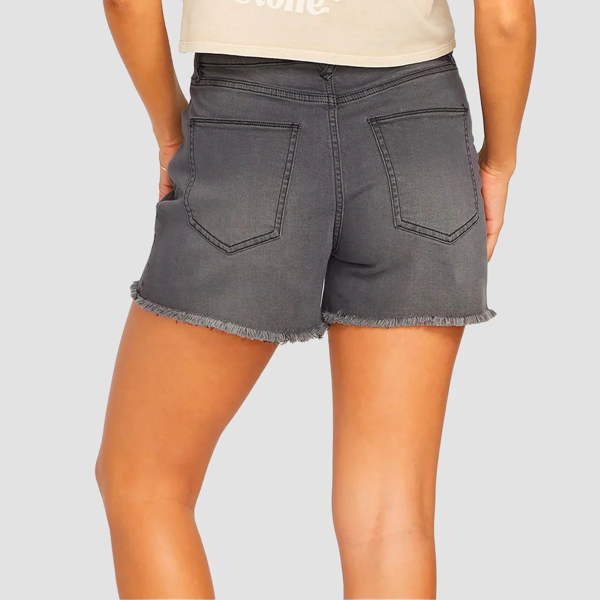 Volcom Stone Step Hiig Rise Denim Shorts Vintage Black - Womens - Image 2