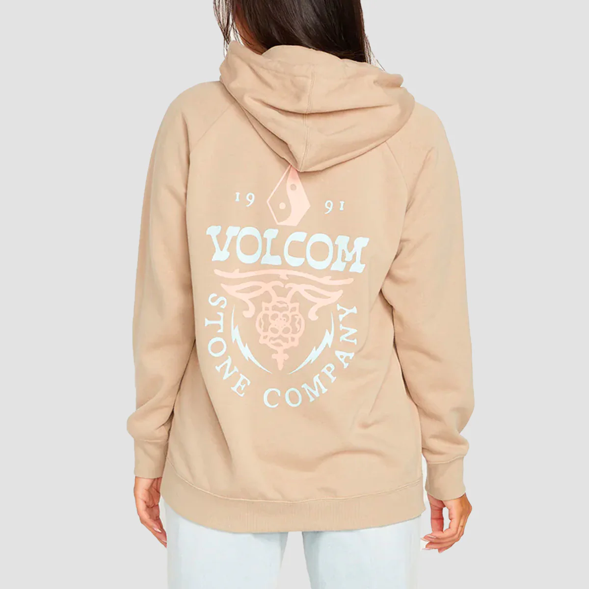 Volcom Truly Stoked Team Vitals Skate BF Pullover Hoodie Taupe - Womens - Image 2