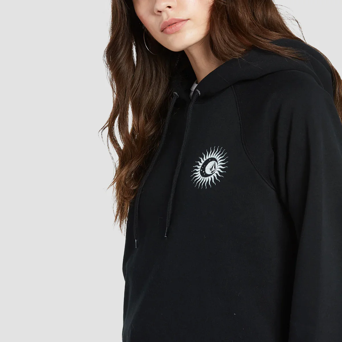 Volcom Truly Stokin Pullover Hoodie Black White - Womens - Image 3