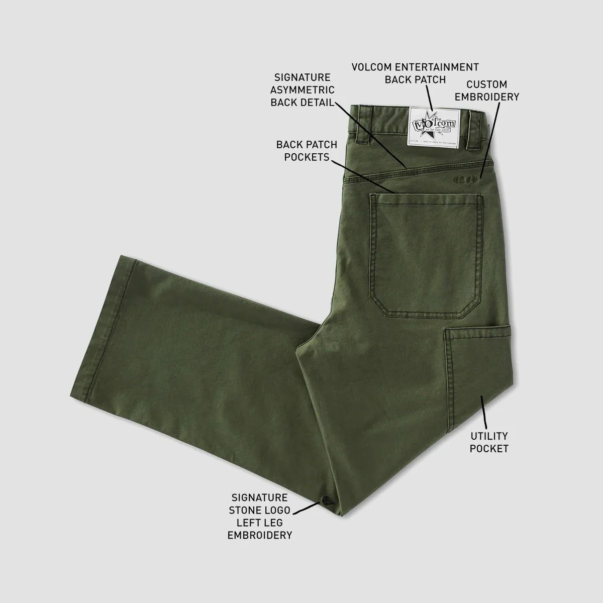 Volcom V Ent Fat Tony Kraftsman Pants Squadron Green - Image 4