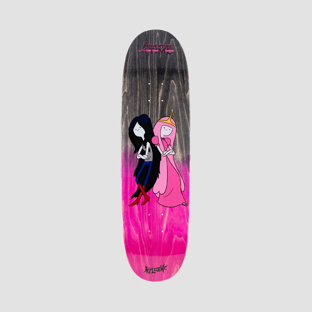 Welcome X Adventure Time Princess Power on Son of Boline Skateboard Deck Pink/Black Gradient Veneer - 8.8"