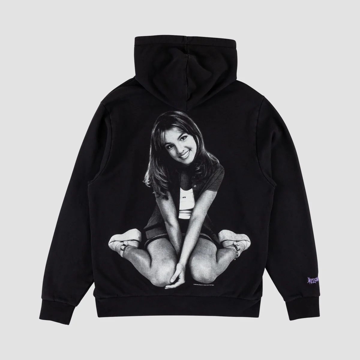 Welcome X Britney Sprears Flower Pigment-Dyed Pullover Hoodie Black - Image 2