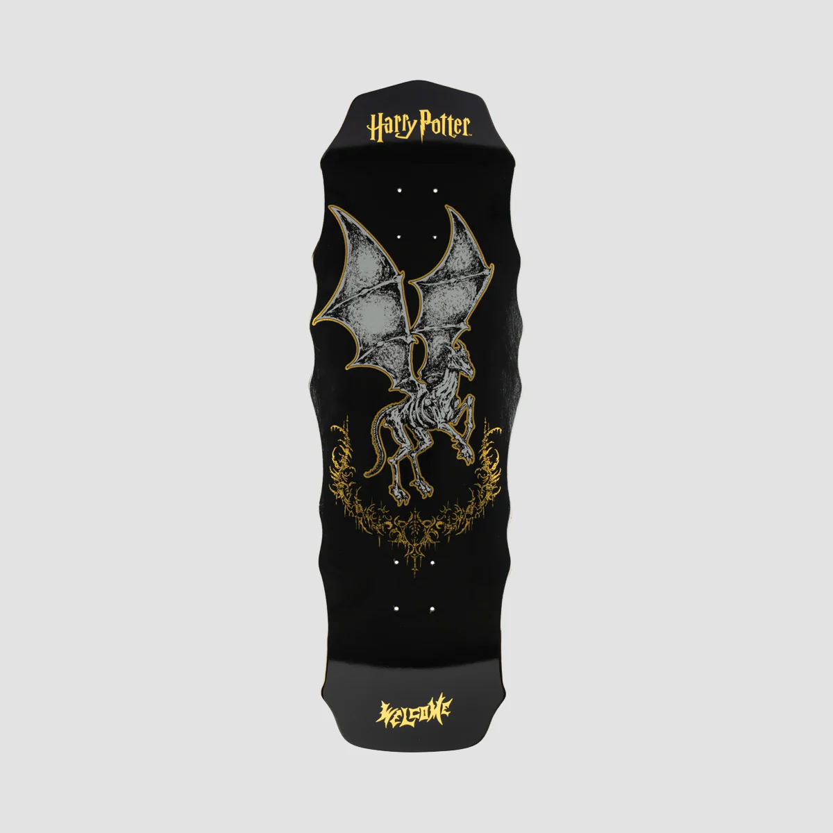 Welcome X Harry Potter Thestral on Widow Skateboard Deck Black/Gold Foil - 10"