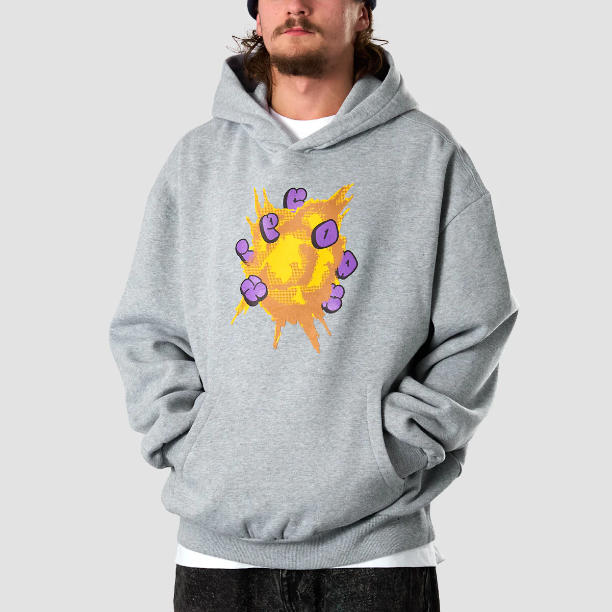 Zipcode Explosion Pullover Hoodie Heather Grey - Image 2