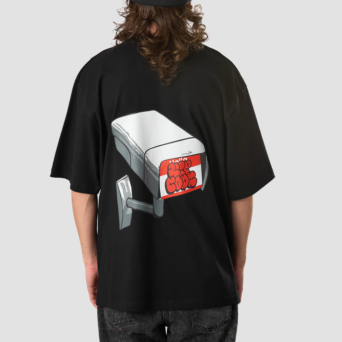 Zipcode Stop Watching Oversized T-Shirt Black - Image 2