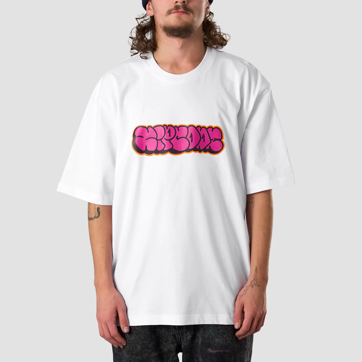 Zipcode Throw Up Oversized T-Shirt White