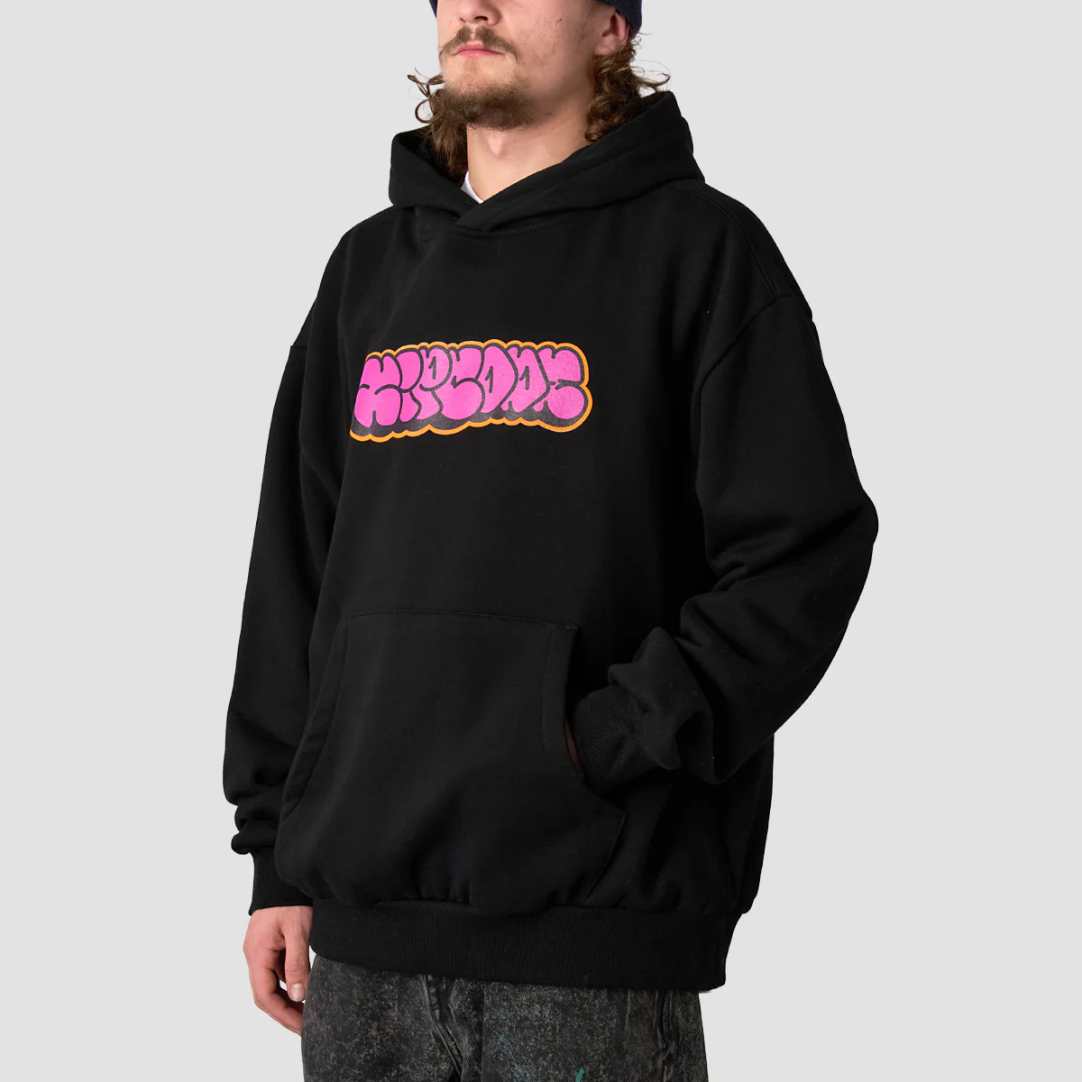 Zipcode Throw Up Pullover Hoodie Black - Image 2