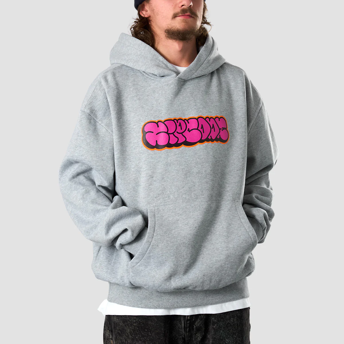 Zipcode Throw Up Pullover Hoodies Heather Grey - Image 2